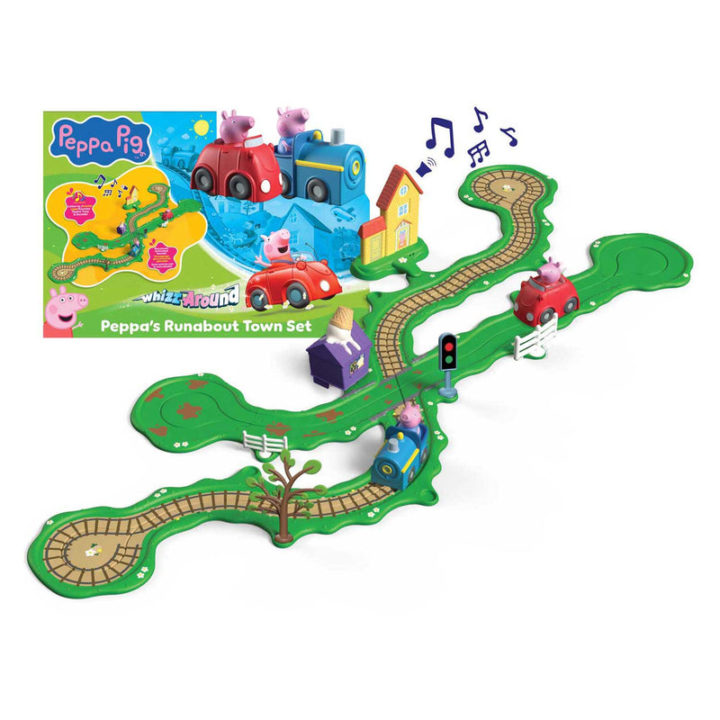 Afbeelding laden in galerijviewer, Gear2play peppa pig whizz around - peppa's rondweg door de stad speelset - modulaire rijbaan voor whizz around voertuigen - interactief met muziek en geluid

