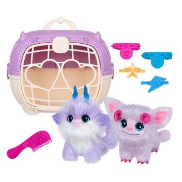 Moose toys scruff a luvs – twin fantasy knuffels in draagmand – 2 magische mystery pluche knuffels