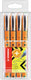 Stabilo worker+ - rollerball pen 0.5 mm - zwart, blauw, groen rood - etui met 4 kleuren