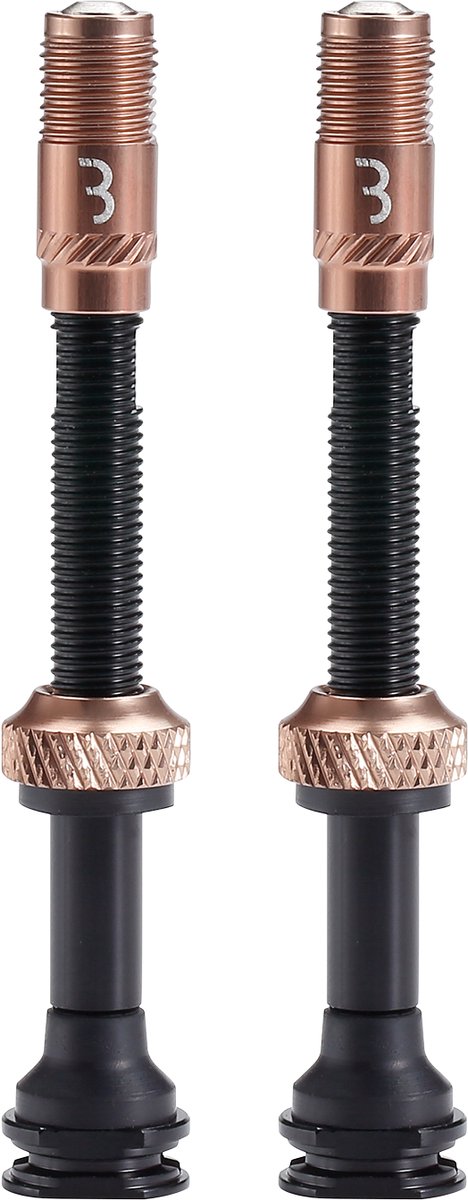 Bbb cycling corecap al valve - tubeless ventielset - 300% meer luchtstroom - universele pomp-compatibiliteit - aluminium - 60mm - 2 stuks - koper - bti-166