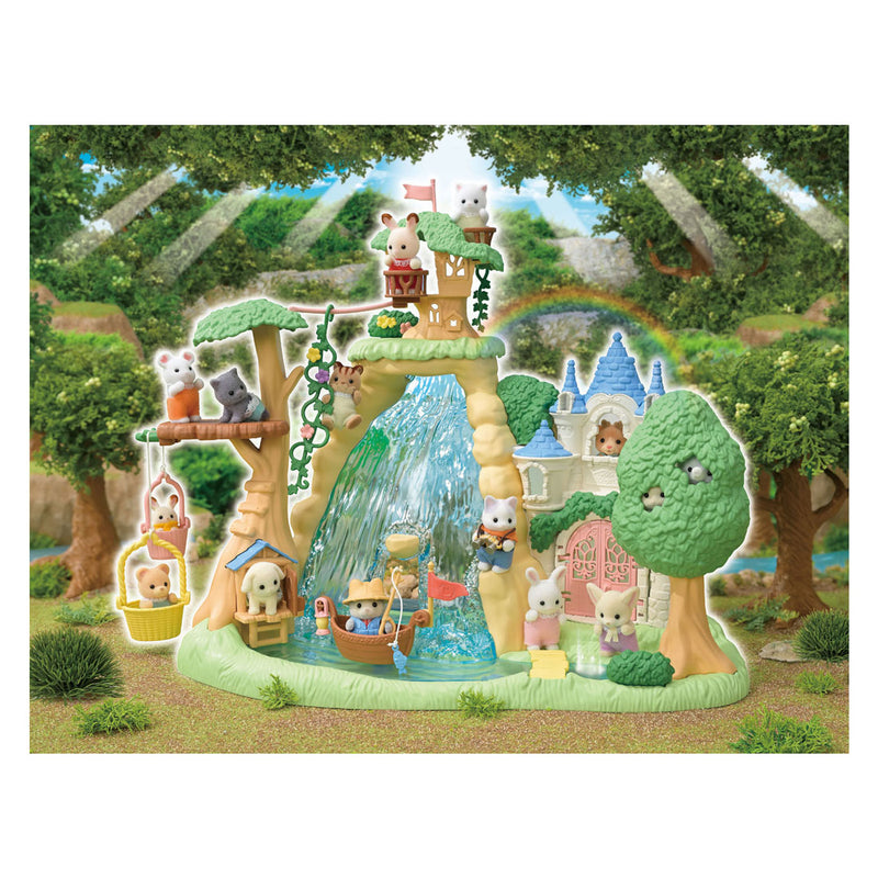 Afbeelding laden in galerijviewer, Sylvanian families 5761 geheime bos waterval set- inclusief 1 fluweelzachte baby speelfiguur
