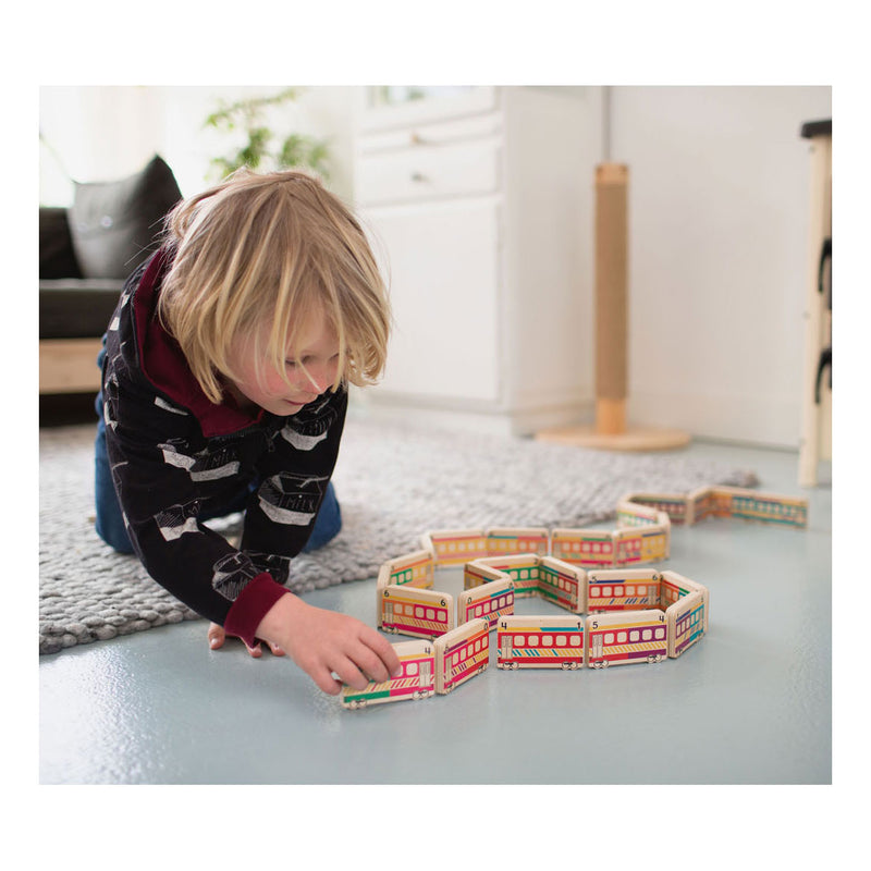 Load image into Gallery viewer, Bs toys houten dominotrein, 14dlg.
