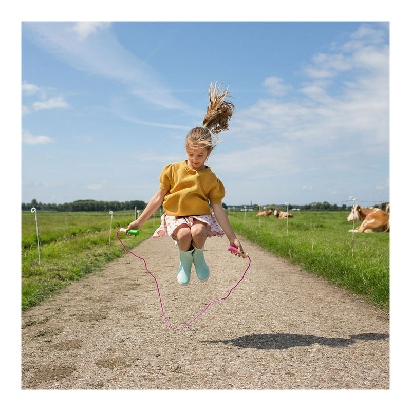 Load image into Gallery viewer, Bs toys springtouw roze met houten handvatten
