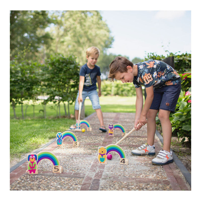 Load image into Gallery viewer, Bs toys houten croquet spel regenboog
