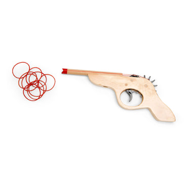 Bs toys schiet 'm! elastiekpistool - hout - coördinatiespel - vanaf 6 jaar - 5 targets