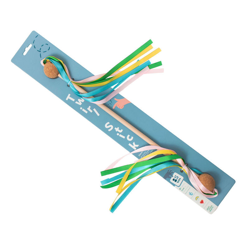 Afbeelding laden in galerijviewer, Bs toys twirlstok - majorette stok - baton - houten speelgoed met linten - dansen en bewegen - cadeau kind- vanaf 4 jaar
