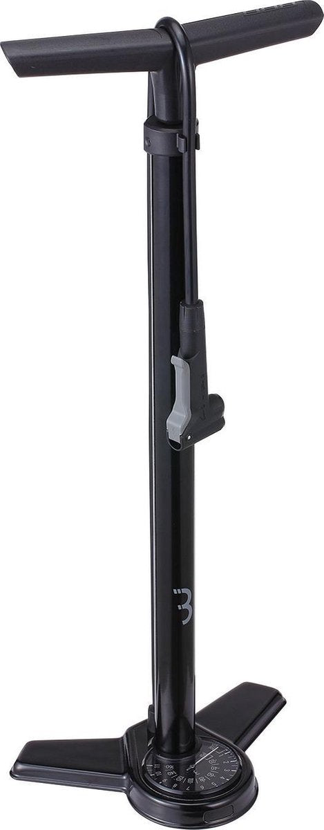 Bbb cycling airsteel fietspomp met drukmeter - vloerpomp racefiets en mountainbike - voetpomp extra lang 11 bar - zwart - bfp-27
