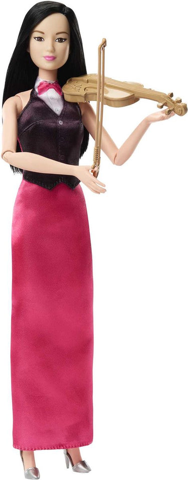 Barbie violiste - met roze rok - pop
