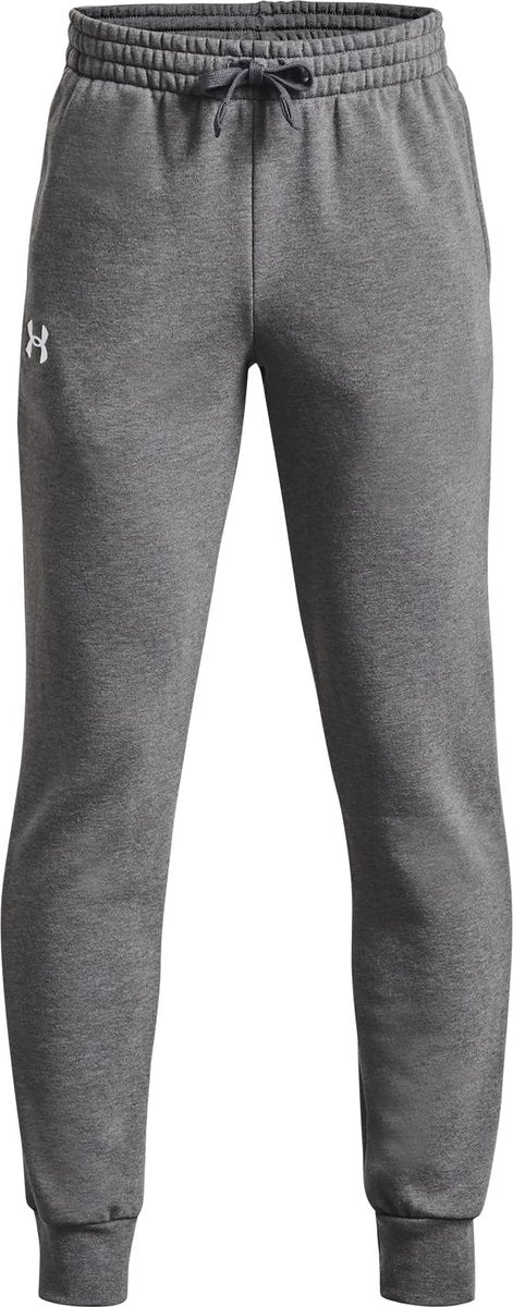 Under armour ua rival fleece joggers-gry jongens sportbroek - castlerock light heather - wit