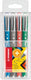 Stabilo worker+ colorful - rollerbal pen 0.5 mm - zwart, blauw, groen rood - etui met 4 kleuren