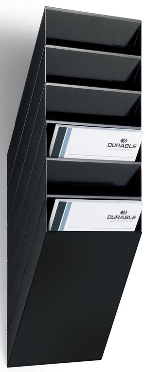 Durable flexiboxx folderhouder. muurbevestiging. 6 compartimenten. a4. zwart