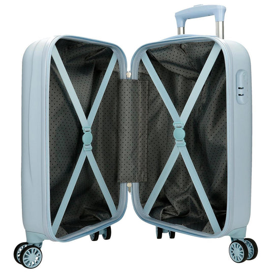 Trolleykoffer happy stitch blauw, 50cm