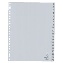 Tabbladen kangaro g405cm pp a4 120 micron grijs 20-delig 1-20 23-gaats bedrukt