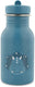Trixie drinkfles – mr. triceratops- rvs waterfles voor kinderen – 350ml - lekvrije fles – blauw – dino
