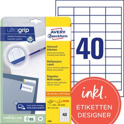 Merkloos sans marque universele etiketten avery zweckform quickpeel wit 1.000 stuks