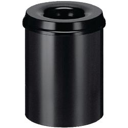 V-part vlamdovende prullenbak metalen edelstalen 36cm diameter 25,5cm inh.15l alu-zwart