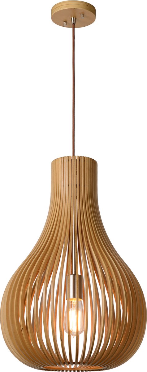 Lucide bodo - hanglamp - ø 38 cm - 1xe27 - lichte houtlook - japandi