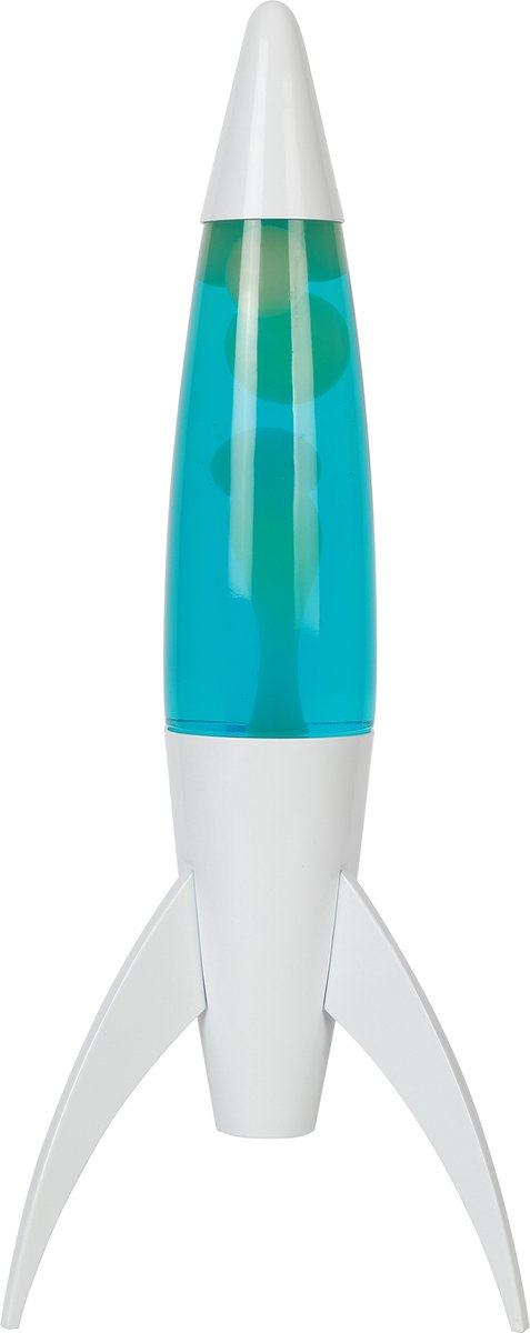 I-total lavalamp - lava lamp - sfeerlamp - 45 x 20 cm - glas aluminium - 25w - blauwe vloeistof met groene lava - witte voet - xl2933