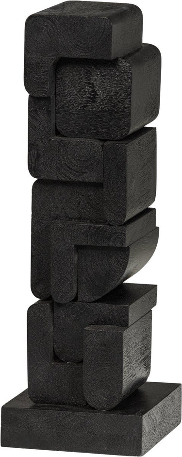 Woood isan sculptuur ornament - hout - zwart - 53x18x18