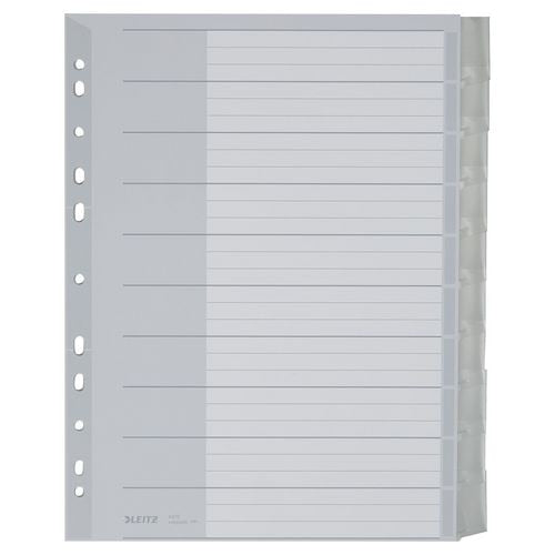 Tabbladen leitz grijs blanco a4 polypropyleen