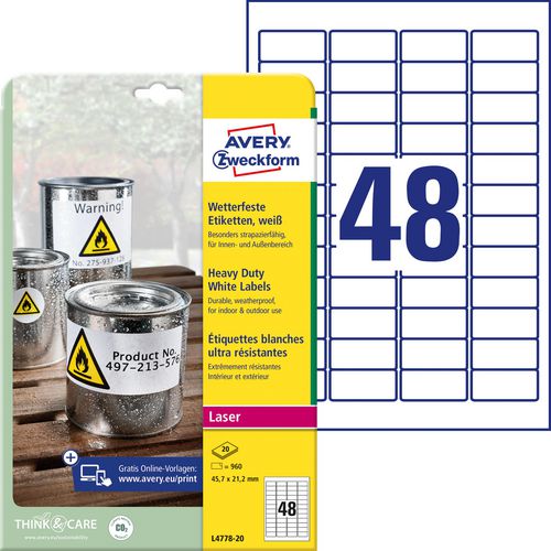 Ty etiketten avery zweckform heavy du 960 stuks wit