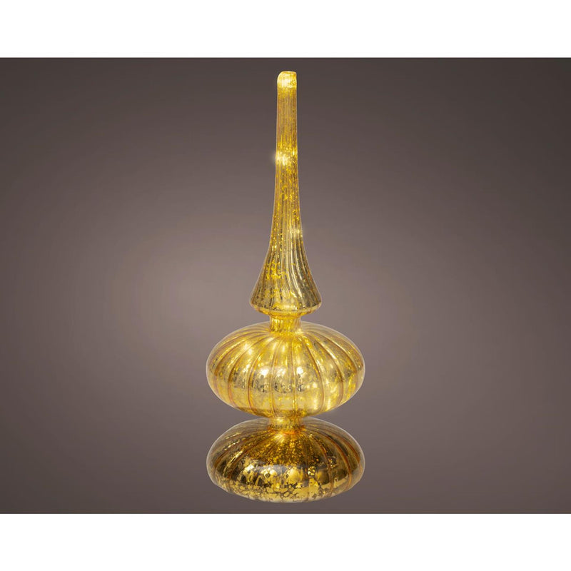 Afbeelding laden in galerijviewer, Lumineo micro led tafelpiek glas ã˜9x23cm goud warm wit
