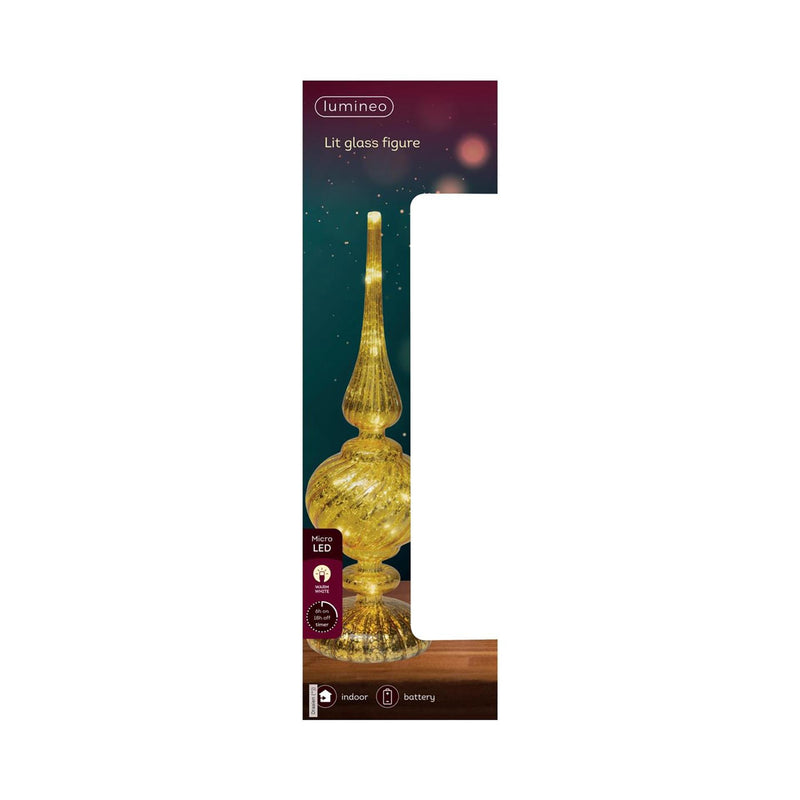 Afbeelding laden in galerijviewer, Lumineo micro led tafelpiek glas ã˜9x30cm goud warm wit
