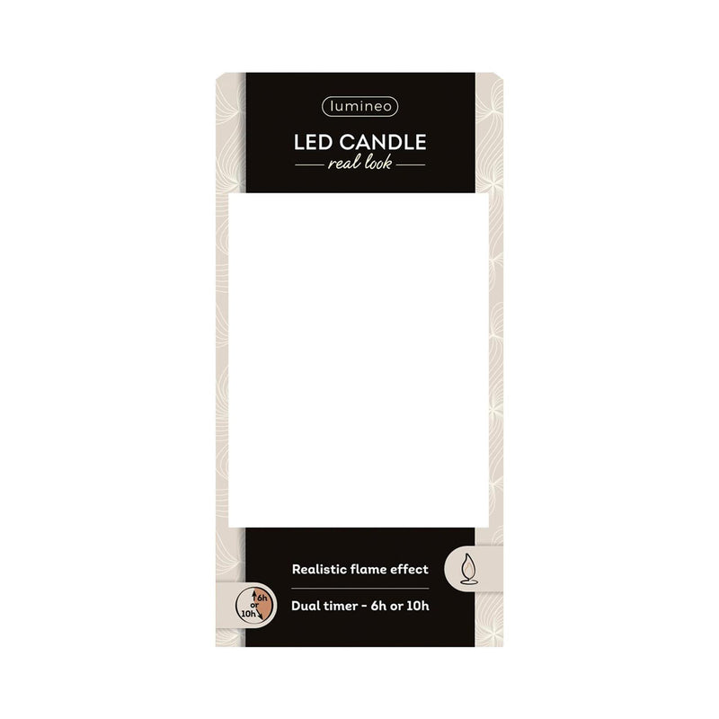 Afbeelding laden in galerijviewer, Lumineo realistische led kaars met wax pit en vlam effect ã˜7.5x13,5cm wit met 6uur timer werkt op batterij
