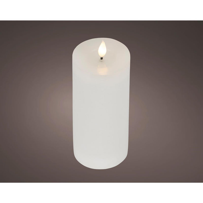 Afbeelding laden in galerijviewer, Lumineo realistische led kaars met wax pit en vlam effect ã˜7.5x20cm wit met 6uur timer werkt op batterij
