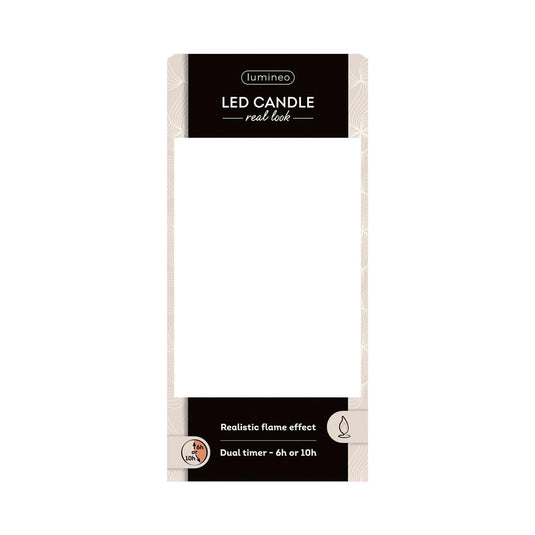 Lumineo realistische led kaars met wax pit en vlam effect ã˜7.5x20cm wit met 6uur timer werkt op batterij