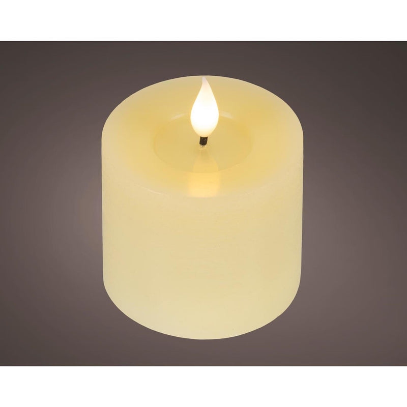 Afbeelding laden in galerijviewer, Lumineo realistische led kaars met wax pit en vlam effect ã˜7.5x9,5cm crã©me met 6uur timer werkt op batterij
