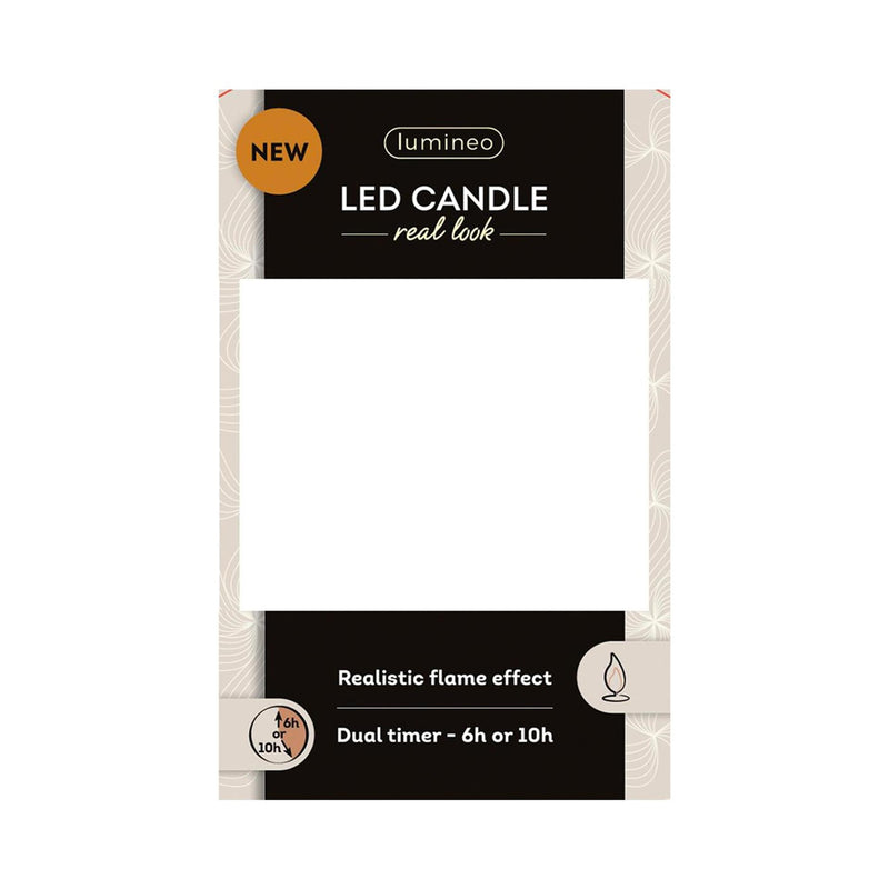 Afbeelding laden in galerijviewer, Lumineo realistische led kaars met wax pit en vlam effect ã˜7.5x9,5cm crã©me met 6uur timer werkt op batterij
