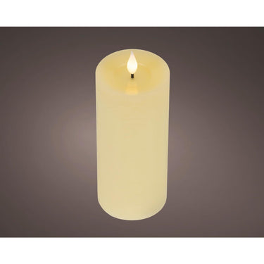 Lumineo realistische led kaars met wax pit en vlam effect ã˜7.5x20cm crã©me met 6uur timer werkt op batterij