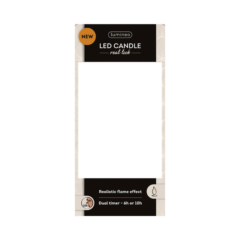 Afbeelding laden in galerijviewer, Lumineo realistische led kaars met wax pit en vlam effect ã˜7.5x20cm crã©me met 6uur timer werkt op batterij
