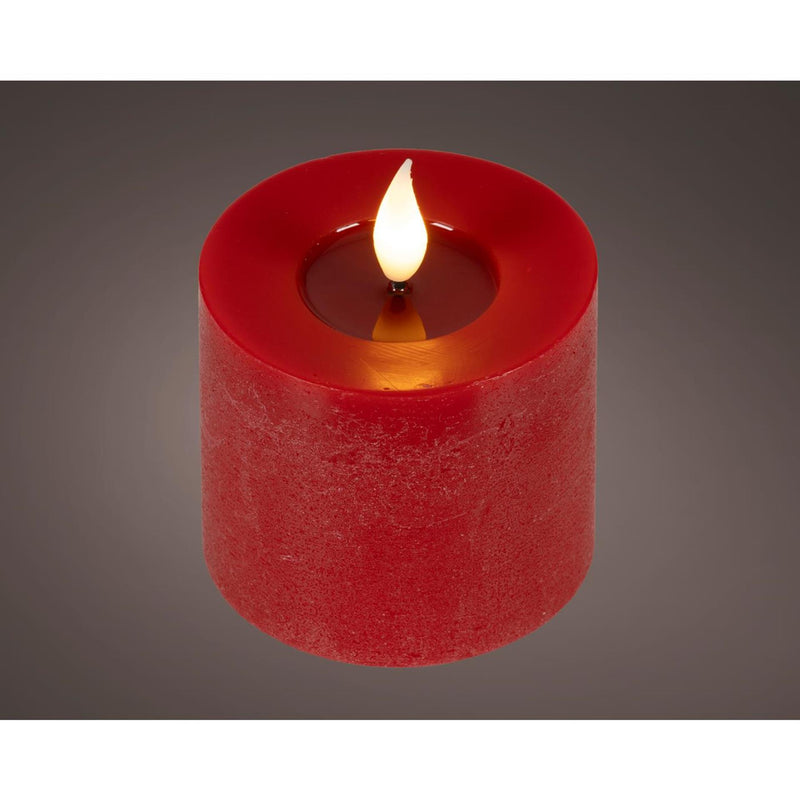 Afbeelding laden in galerijviewer, Lumineo realistische led kaars met wax pit en vlam effect ã˜7.5x9,5cm rood met 6uur timer werkt op batterij

