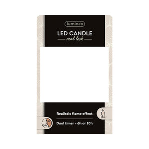 Lumineo realistische led kaars met wax pit en vlam effect ø7.5x9,5cm rood met 6uur timer werkt op batterij