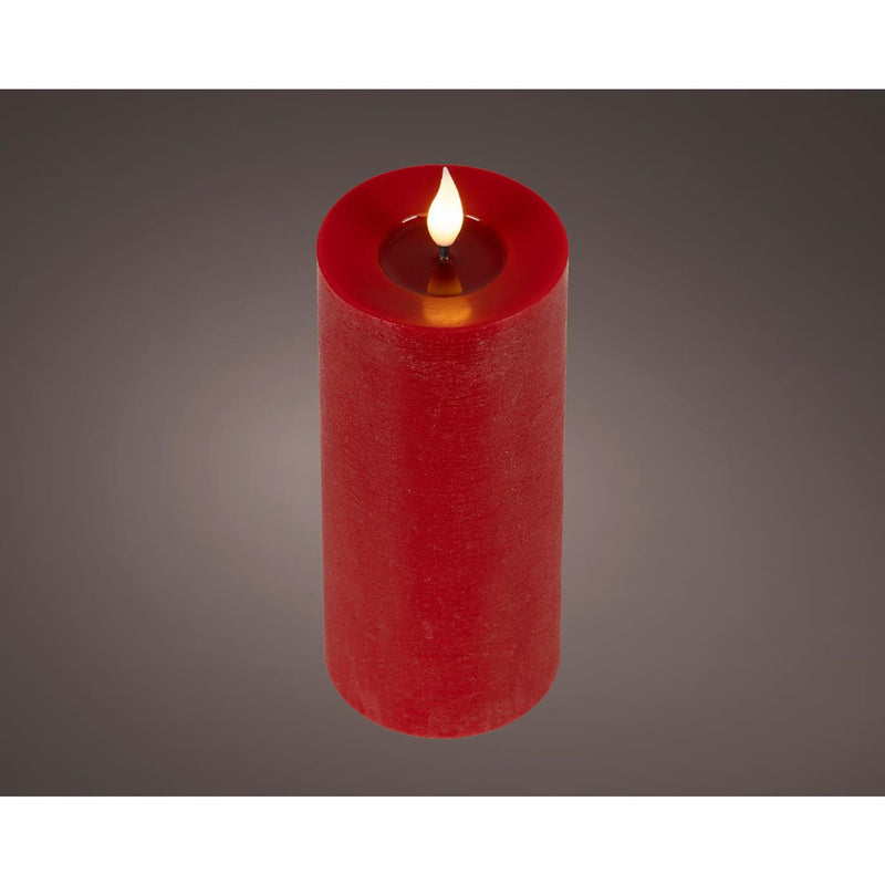 Afbeelding laden in galerijviewer, Lumineo realistische led kaars met wax pit en vlam effect ã˜7.5x20cm rood met 6uur timer werkt op batterij
