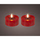 Lumineo realistische led theelicht met vlam effect ø7,5x6cm rood met 6uur timer werkt op batterij- 2 stuks