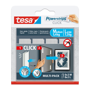 Tesa 1074182 - powerstrips click combo 6x2 m 8x2 l | 6 stuks