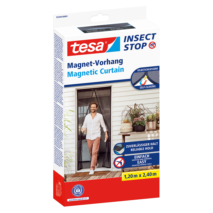 Afbeelding laden in galerijviewer, Tesa insect stop magnetic curtain xl - magnetisch gordijn zelfsluitend voor balkon- en terrasdeuren, zonder boren - 240 x 120 cm
