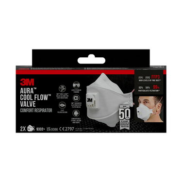 3m aura comfort cool flow stofmasker, ffp3, met ventiel, pak van 2 stuks