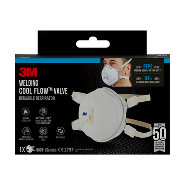 3m 1062060 - lasrook masker 9928c1n, ffp2, met ventiel, 1 pk | 2 stuks