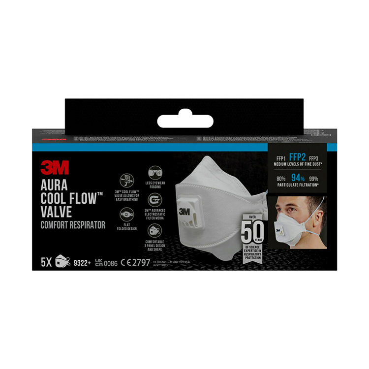 Laden Sie das Bild in Galerie -Viewer, 3m 1062200 - aura fijnst.masker handsch.9332pro5, ffp2 ventiel, 5 pk | 1 stuks
