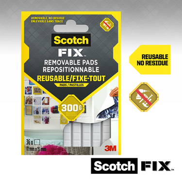 3m 1071429 - scotch-fix™ verwijderbare zelfpads 11mm x 15mm, 36 pk | 24 stuks