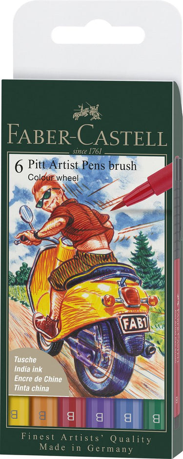 Faber-castell brushpen - tekenstift - pitt artist pen - 6-delig - colour - fc-167174