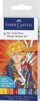 Faber-castell tekenstift - brushpen - pitt artist pen - 6-delig - manga shonen - fc-167157