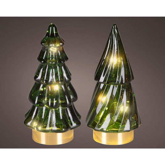 Lumineo micro led kerstboom glas ã˜6x12.8cm groen warm wit 2 assorti