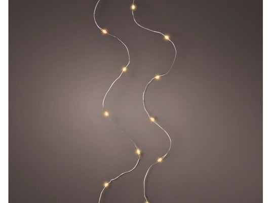 Lumineo micro led streng zilver klassiek warm 95cm-20l op batterij met timer