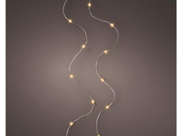 Lumineo micro led streng lichtsnoer zilver klassiek warm 195cm-40l op batterij