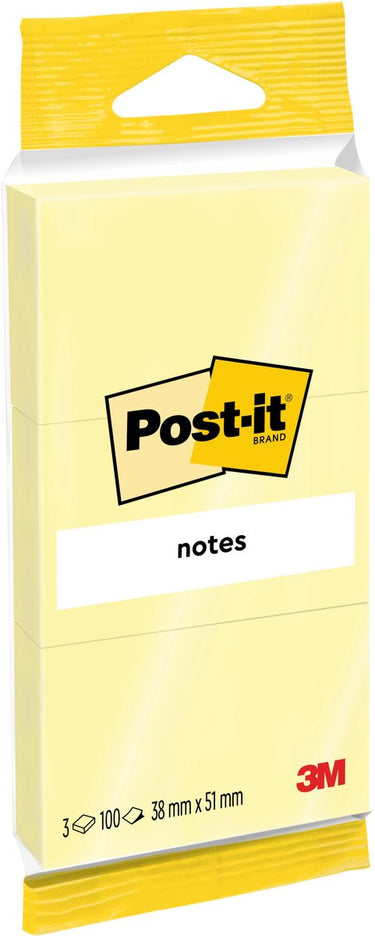 Post-it memoblok notes 6810 38x51mm canary yellow 3 stuks